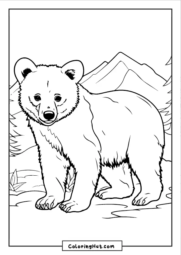 Bear In The Forest Coloring Page