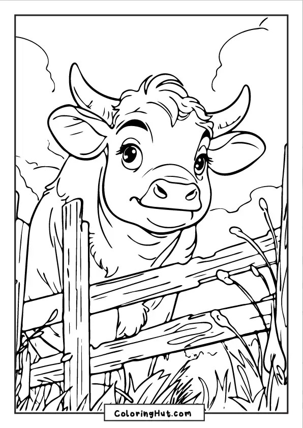 A cartoon-style bull with big expressive eyes.