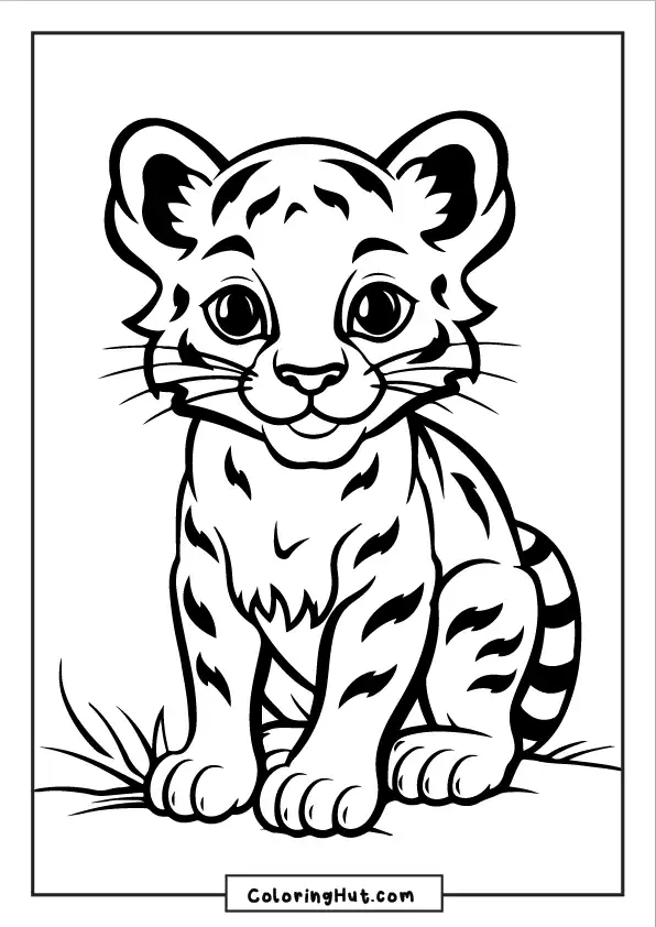 Cute Baby Tiger Coloring Page
