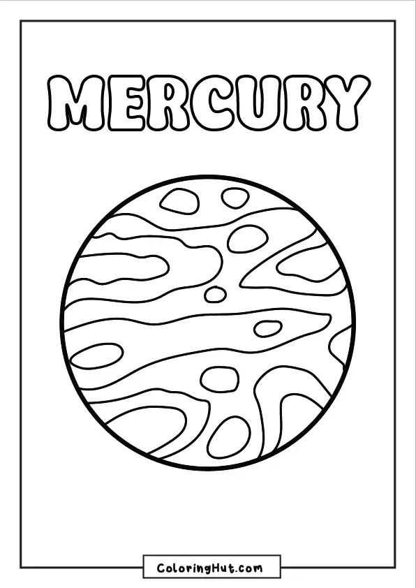 Mercury planet coloring page with wavy and crater-like textures