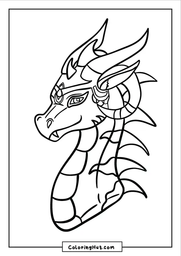 Stylized dragon face with horn details and tribal-like design