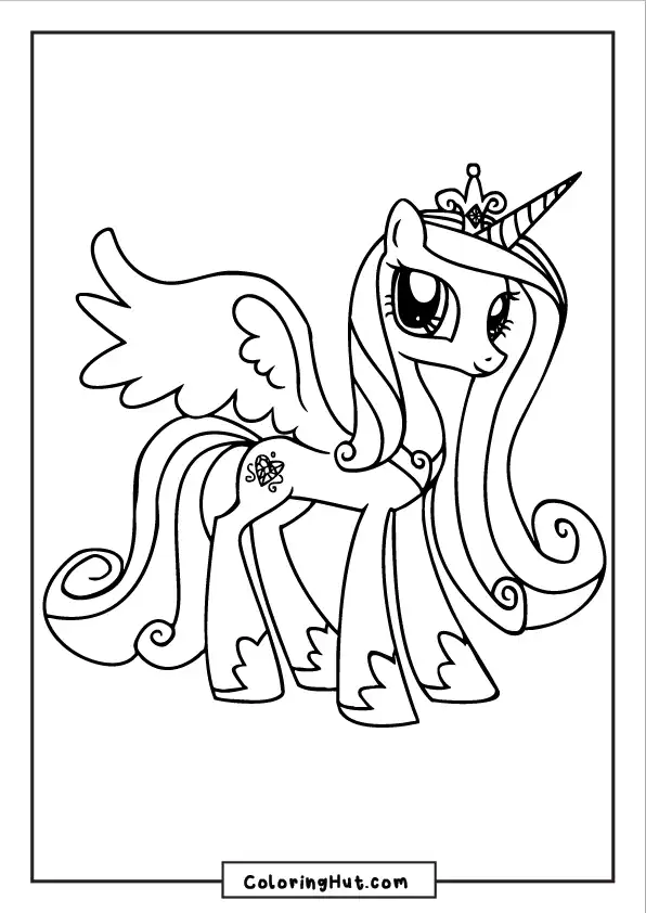 Elegant unicorn with a crown and wings standing proudly