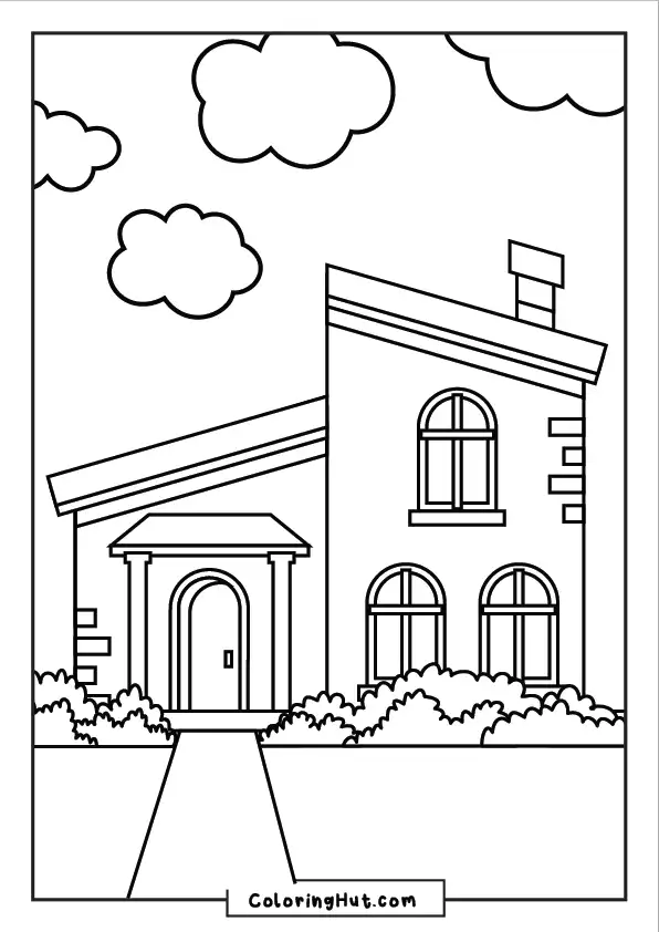 Stylish European-inspired villa featuring decorative windows, elegant entryway, and lush greenery.