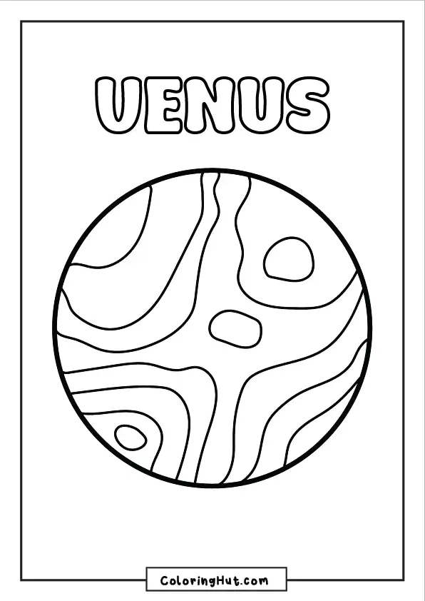 Venus planet coloring page with soft crater-like designs for educational coloring fun