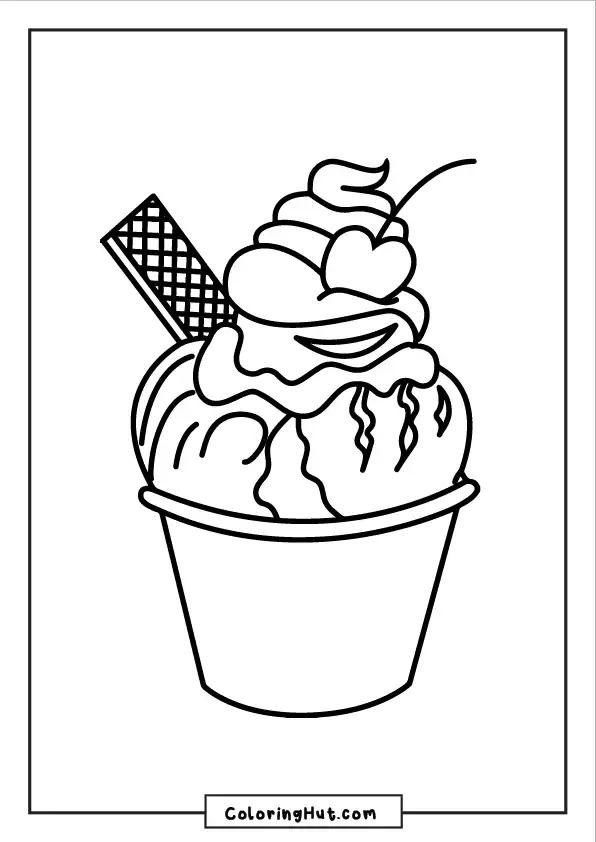 A yummy ice cream sundae in a cup topped with whipped cream, cherries, and a wafer stick, great for dessert lovers.