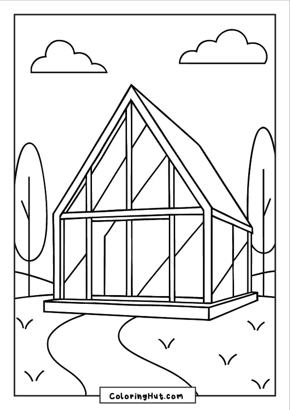 Stylish A-frame bungalow made entirely of glass panels in a natural setting