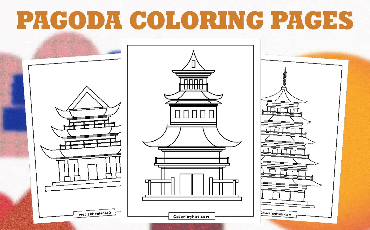 Simple outline of a traditional multi-tiered pagoda with curved roofs, perfect for architecture-themed coloring activities.