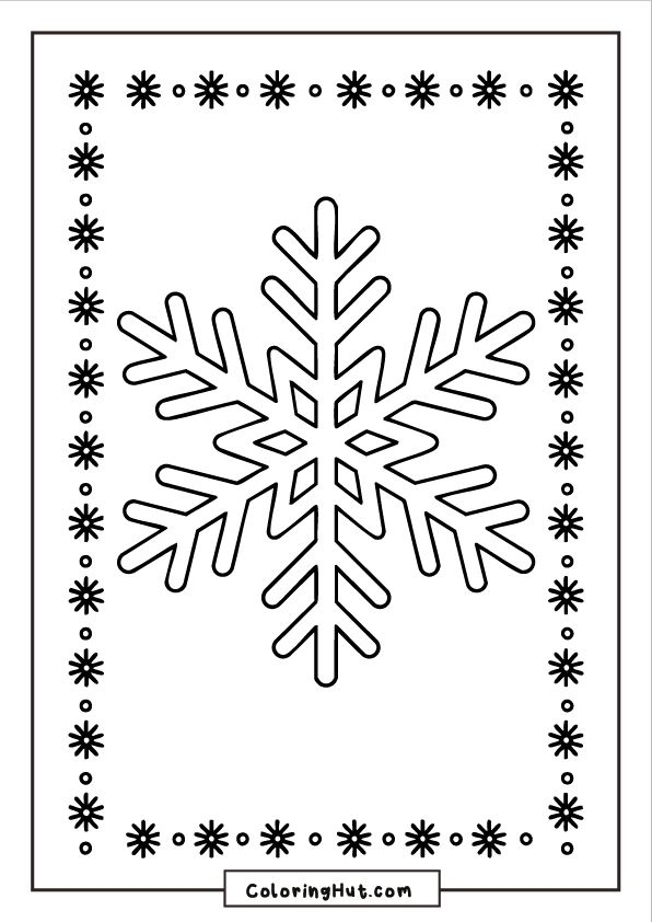 A large snowflake in the center surrounded by a decorative border made of tiny snowflakes.