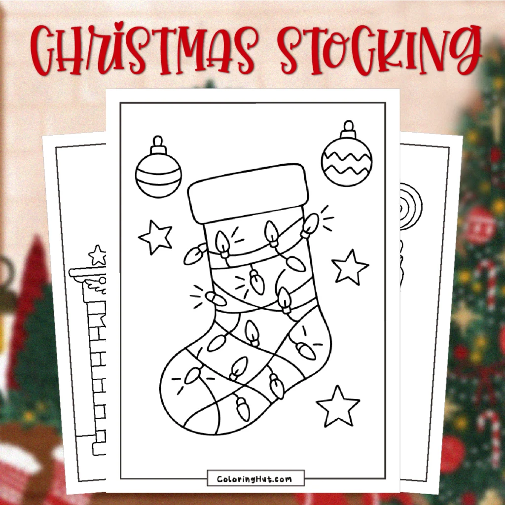 Stocking Christmas Coloring Pages with more than 12 designs created for kids from all ages